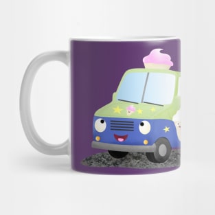 Cute happy ice cream truck cartoon Mug